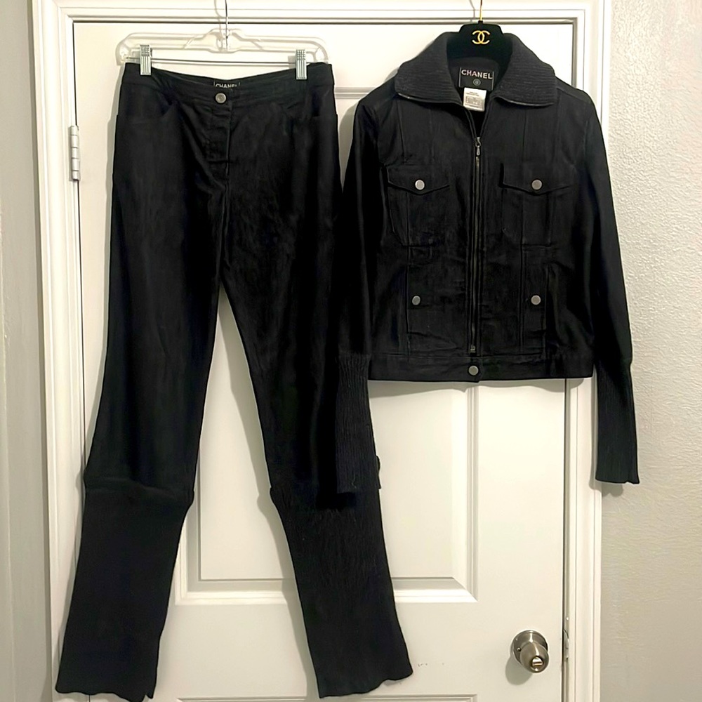2003 Chanel Vintage Black Denim Jacket & Pant